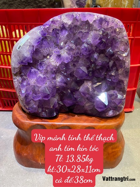 Vip mảnh tinh thể thạch anh tím kín tóc 38cm