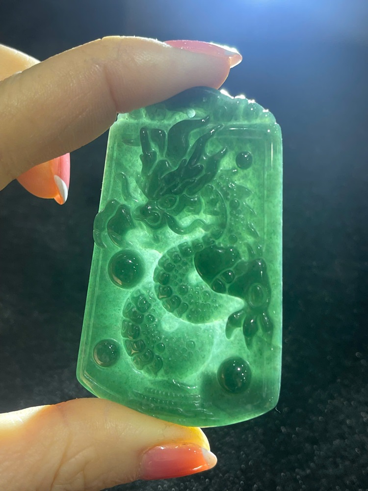 Vô Sự Bài Lam Ngọc Phỉ Thuý 6x3,8cm