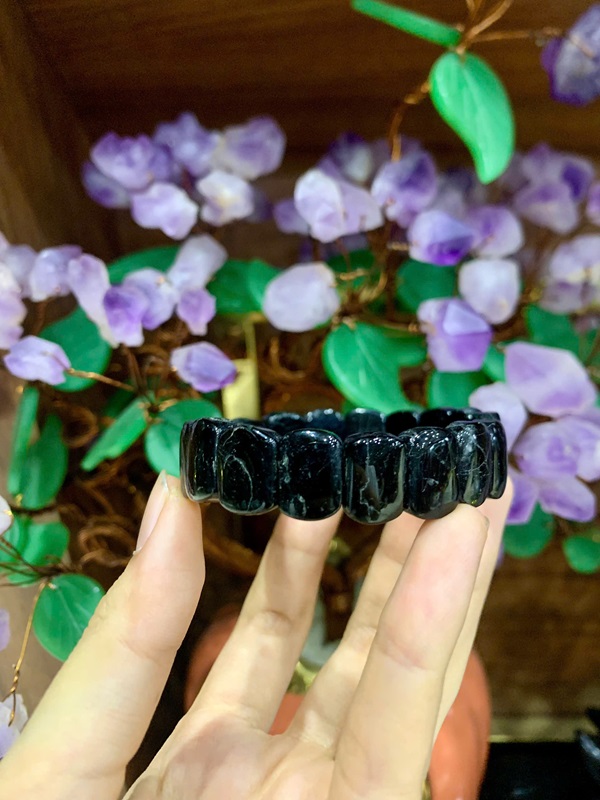 Vòng bản khúc thạch anh đen 14mm