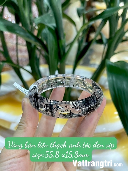 Vòng tay bản liền thạch anh tóc đen vip 15.8mm