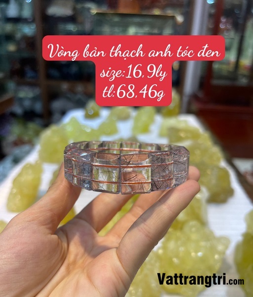 Vòng bản thạch anh tóc đen 16.9ly