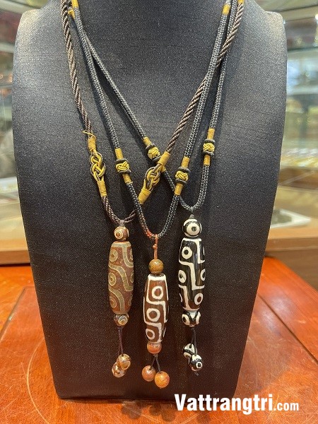Vòng cổ dọc đá dzj Tây tạng - Mang bình an tài lộc