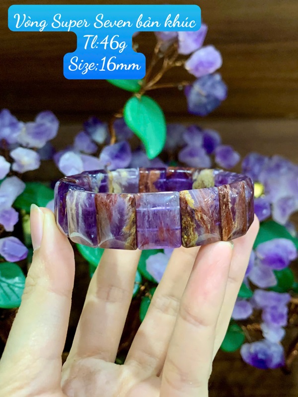 Vòng Đá Super Seven Tím Bản Khúc 16mm