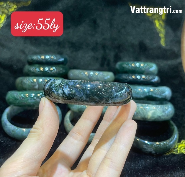 Vòng liền ngọc mã não xanh rêu