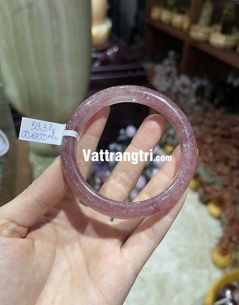Vòng liền thạch anh dâu tây hồng 54ly - 60ly