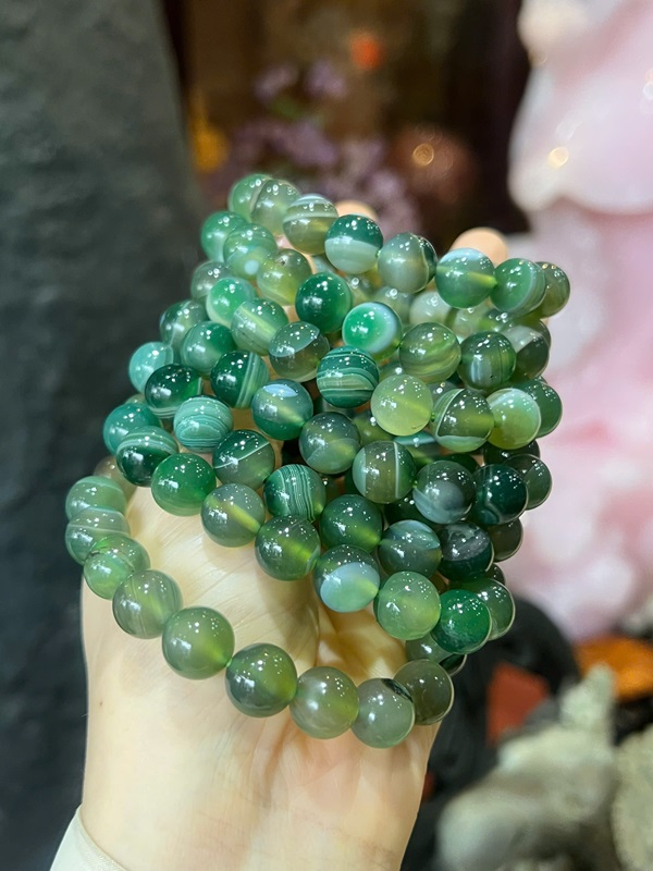 Vòng mã não xanh vân đồng tâm 10ly
