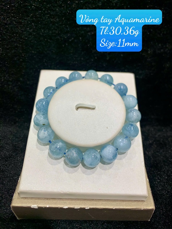 Vòng tay Aquamarine ngọc xanh biển 11ly