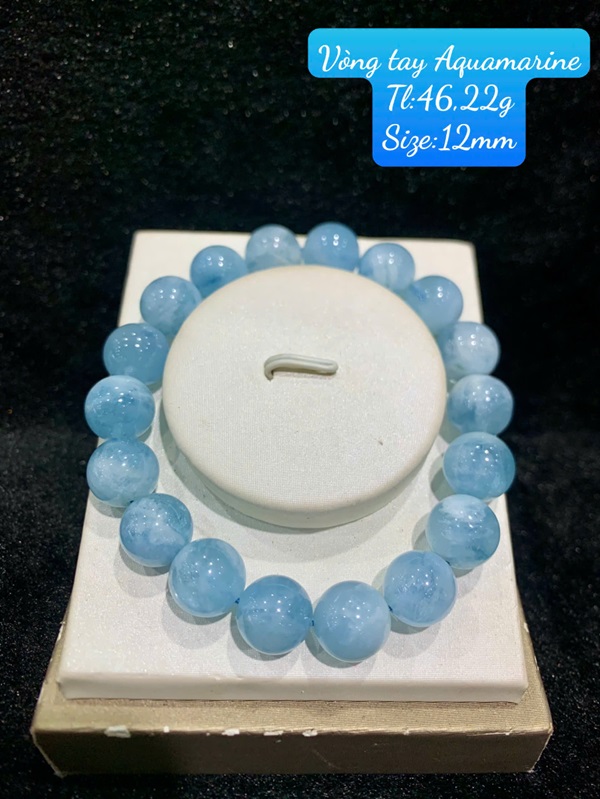 Vòng tay Aquamarine ngọc xanh biển 12ly