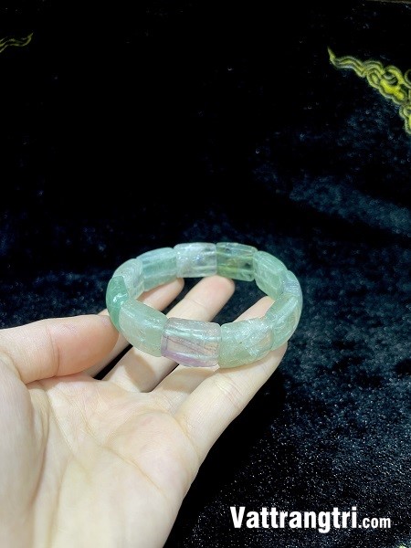 Vòng tay bản khúc ngọc fluorite 12ly
