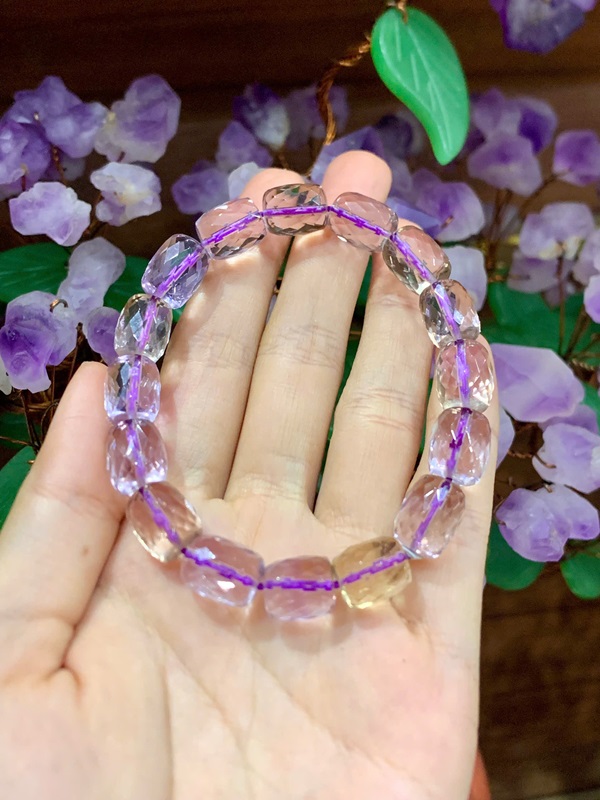 Vòng tay đá Ametrine Lu 9,2mm (Thạch anh tím vàng)