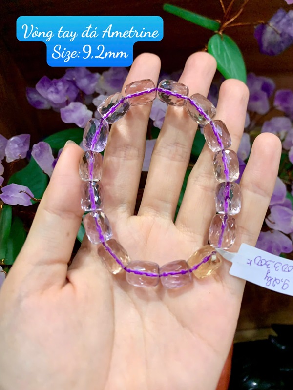 Vòng tay đá Ametrine Lu 9,2mm (Thạch anh tím vàng)