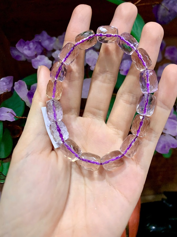 Vòng tay đá Ametrine Lu 9,2mm (Thạch anh tím vàng)