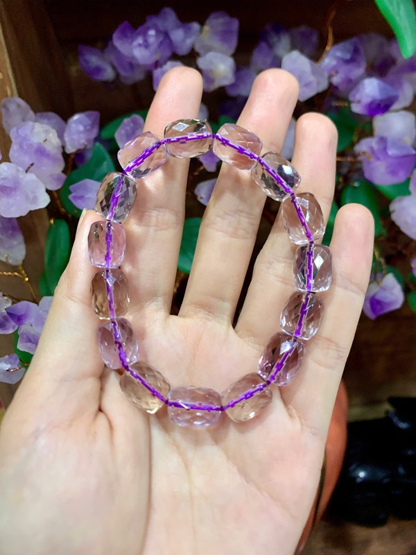 Vòng tay đá Ametrine Lu 9,4mm (Thạch anh tím vàng)