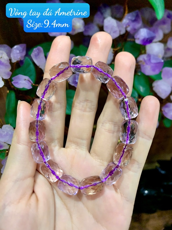 Vòng tay đá Ametrine Lu 9,4mm (Thạch anh tím vàng)