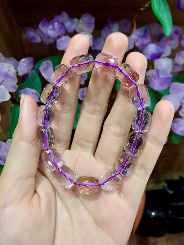 Vòng tay đá Ametrine Lu 9,4mm (Thạch anh tím vàng)