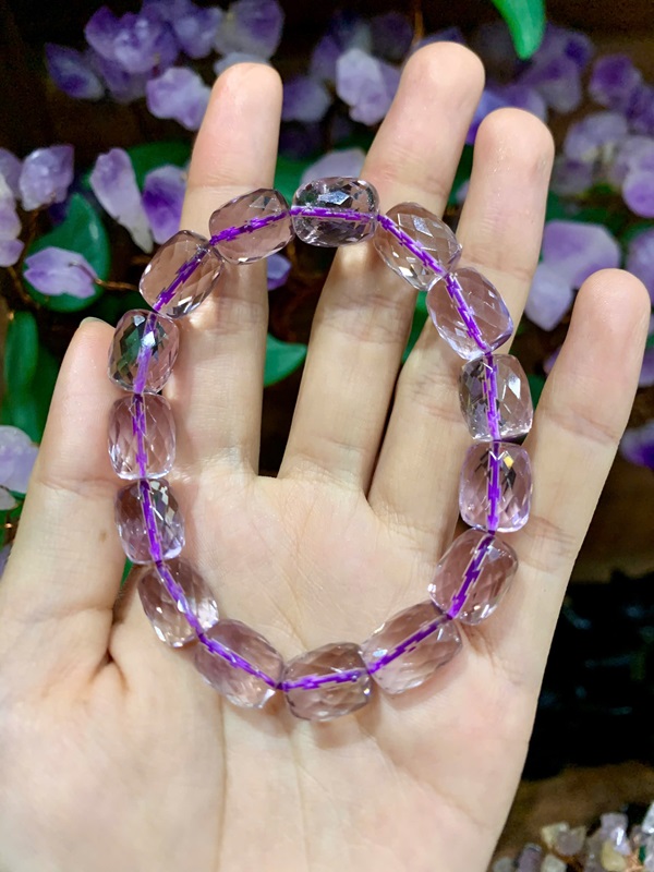 Vòng tay đá Ametrine Lu 9.8mm (Thạch anh tím vàng)