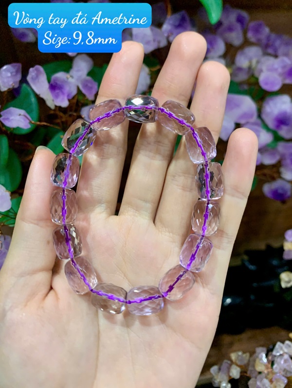 Vòng tay đá Ametrine Lu 9.8mm (Thạch anh tím vàng)