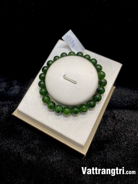 Vòng tay đá diopside xanh lục 8 - 12ly