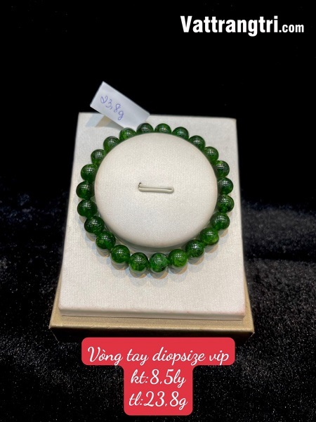 Vòng tay đá diopside xanh lục 8 - 12ly
