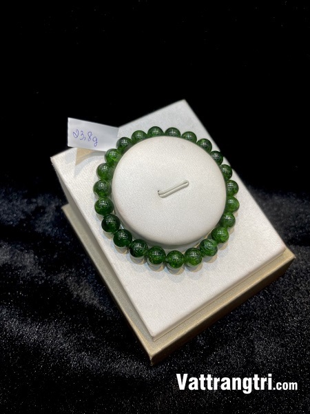 Vòng tay đá diopside xanh lục 8 - 12ly