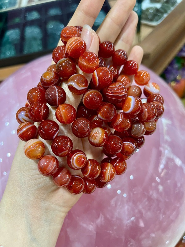 Vòng Tay Đá Mã Não Đỏ Vân 8ly - 20ly