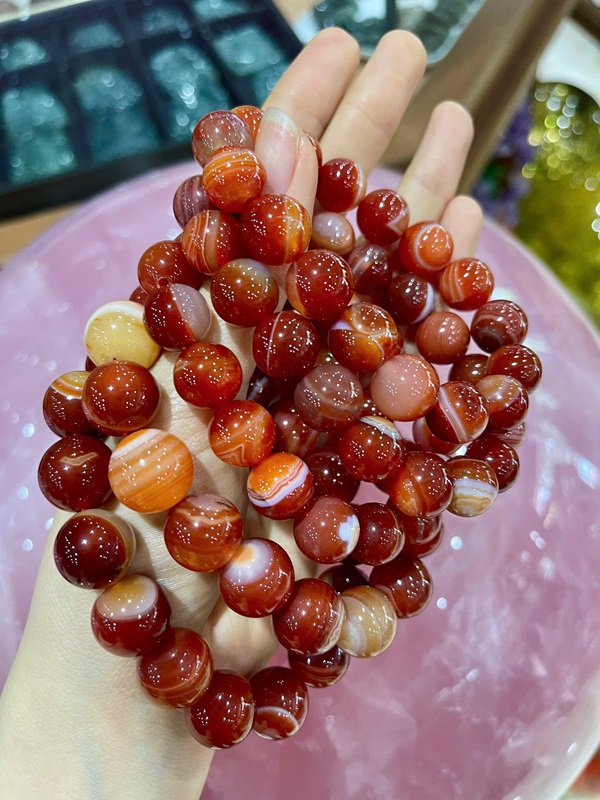 Vòng Tay Đá Mã Não Đỏ Vân 8ly - 20ly