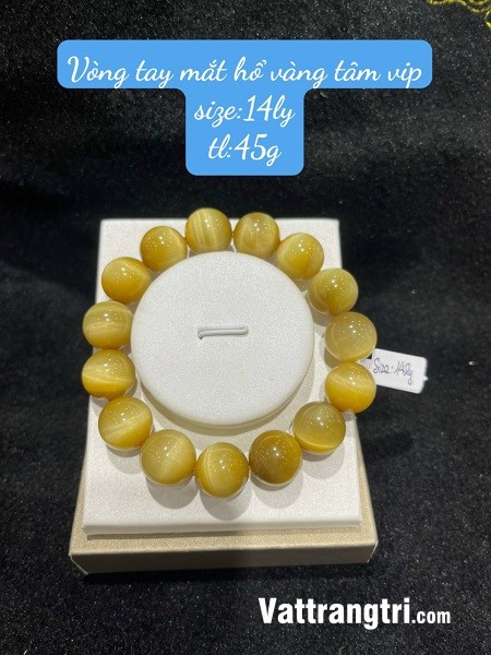 Vòng tay đá mắt hổ vàng tâm vip 8-14ly