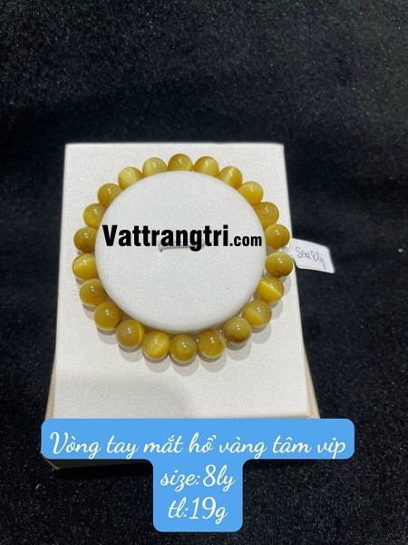 Vòng tay đá mắt hổ vàng tâm vip 8-14ly