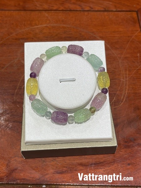 Vòng tay đá quý fluorite hạt lu thống 10ly