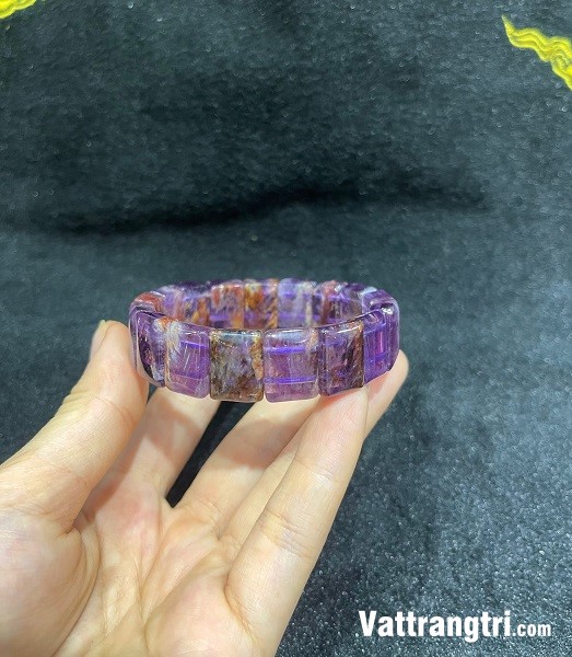 Vòng tay đá quý fluorite khối tím 13ly