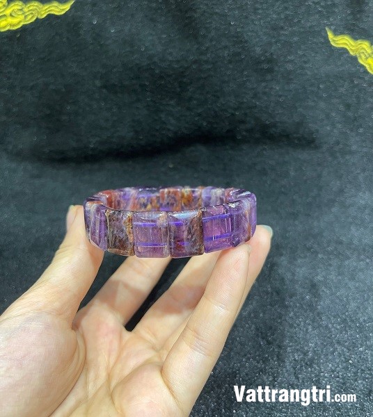 Vòng tay đá quý fluorite khối tím 13ly