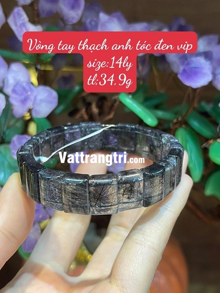 Vòng tay đá quý thạch anh tóc đen 14ly