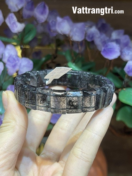 Vòng tay đá quý thạch anh tóc đen 14ly