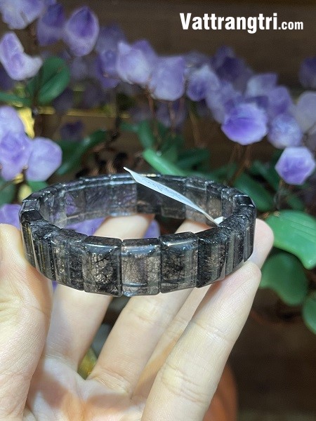 Vòng tay đá quý thạch anh tóc đen 14ly