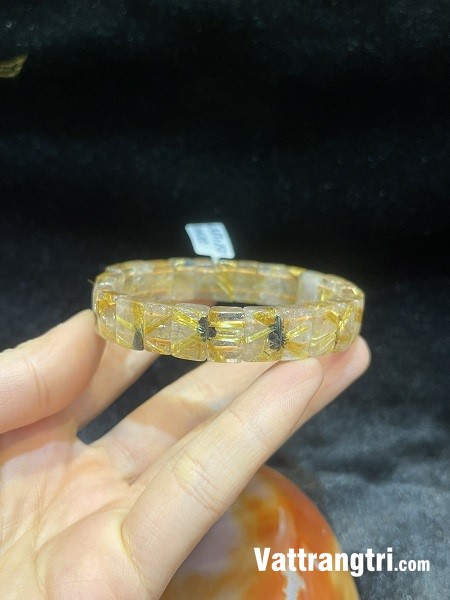 Vòng tay đá quý thạch anh tóc vàng hoa thị 11.5ly