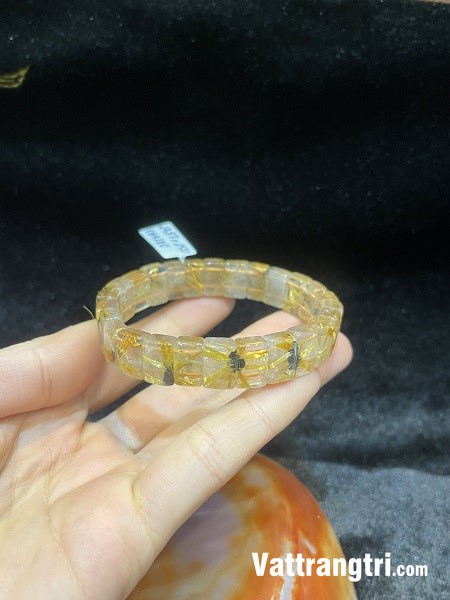 Vòng tay đá quý thạch anh tóc vàng hoa thị 11.5ly