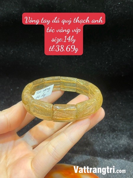 Vòng tay đá quý thạch anh tóc vàng vip 14ly