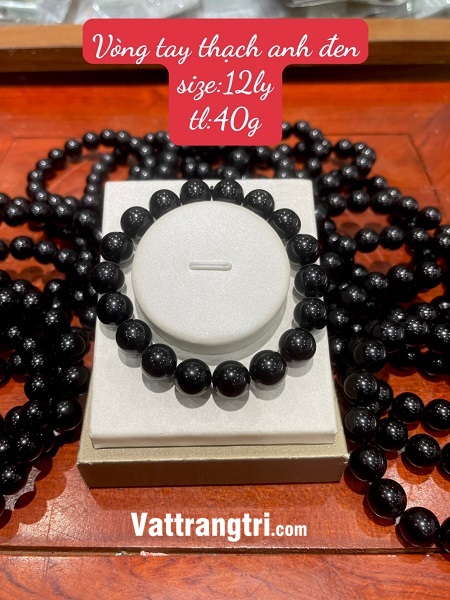 Vòng tay đá thạch anh đen 12ly