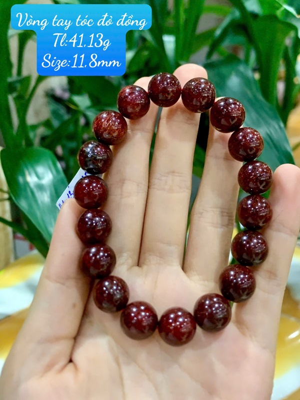 Vòng tay đá thạch anh tóc đỏ đồng 11,8ly