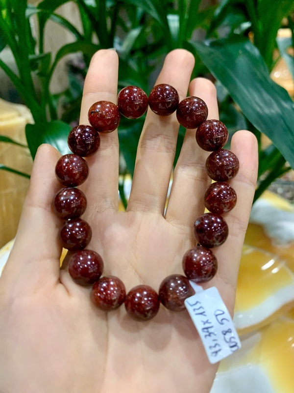 Vòng tay đá thạch anh tóc đỏ đồng 12,2ly