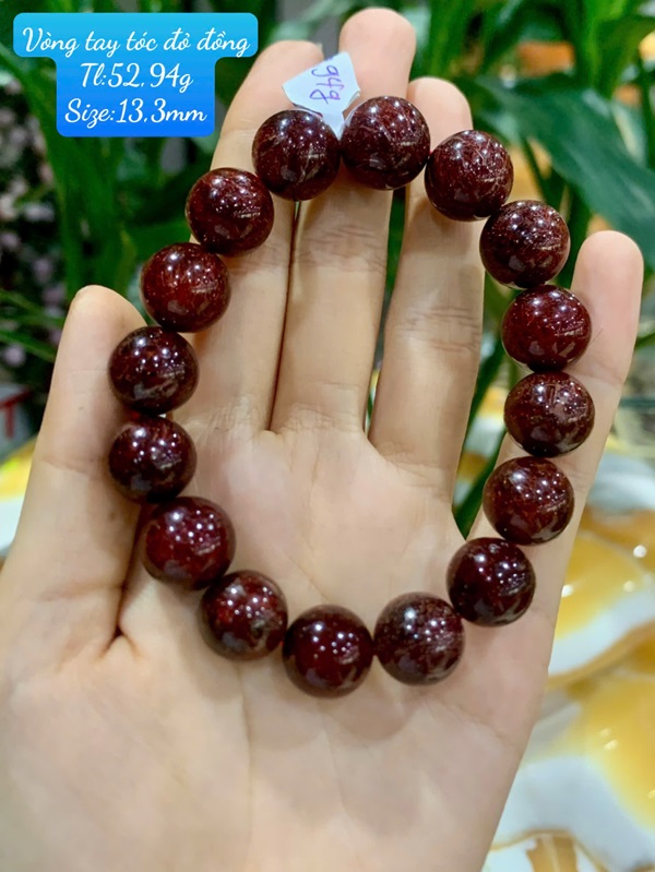 Vòng tay đá thạch anh tóc đỏ đồng 13,3ly