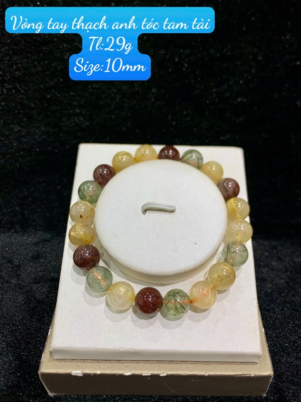 Vòng tay đá thạch anh tóc tam tài 10ly