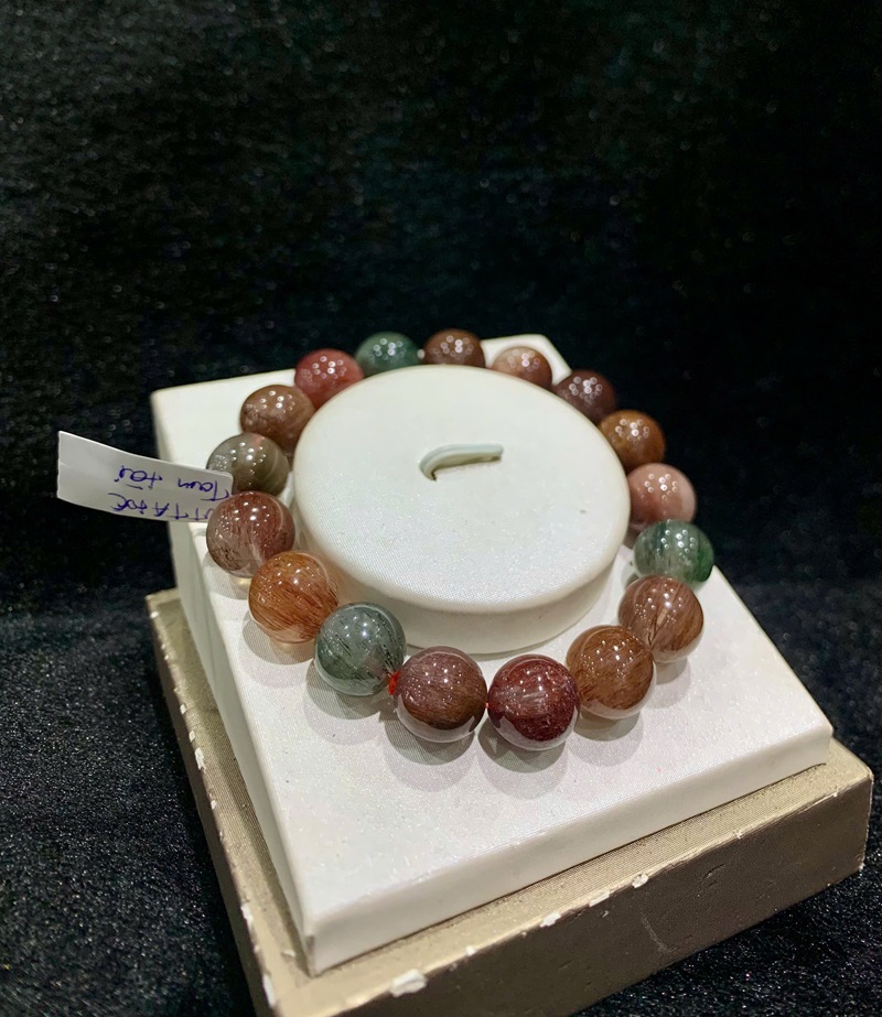 Vòng tay đá thạch anh tóc tam tài 12ly