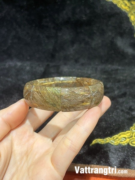 Vòng tay đá thạch anh tóc vàng bản khúc 18ly