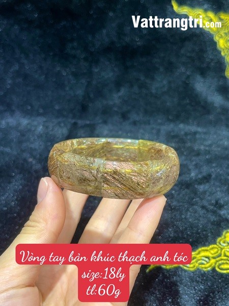 Vòng tay đá thạch anh tóc vàng bản khúc 18ly