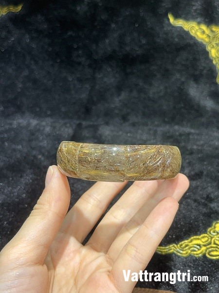 Vòng tay đá thạch anh tóc vàng bản khúc 18ly