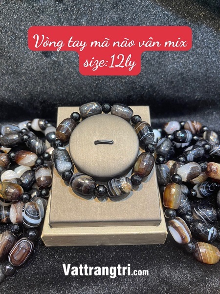 Vòng tay mã não vân mix 12ly