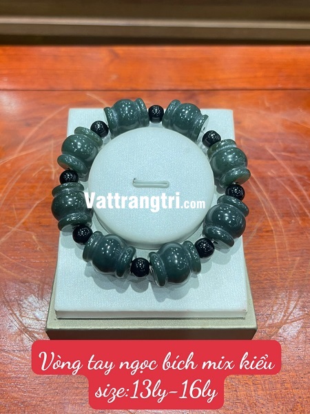 Vòng tay ngọc bích mix kiểu 13 - 16ly