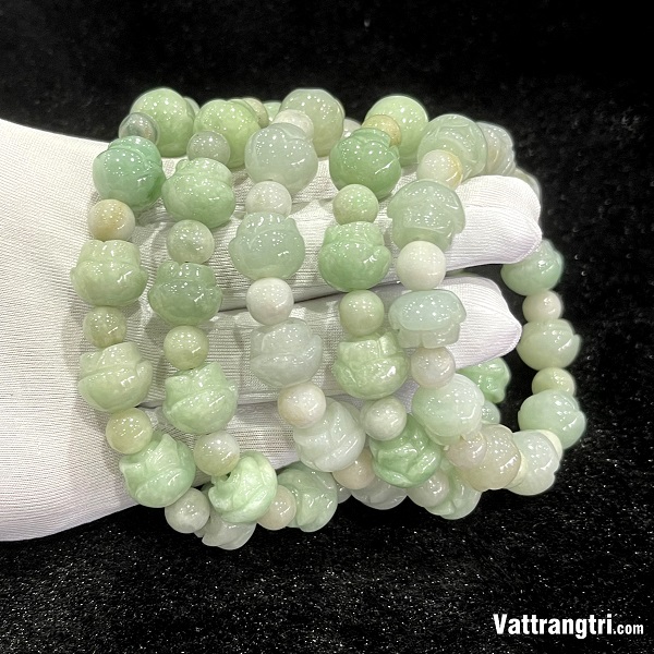 Vòng tay phỉ thuý hoa sen mix 8-13,6ly