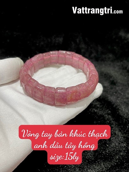Vòng tay thạch anh dâu tây bản khúc 15ly